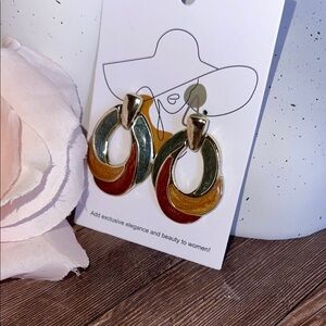 Vibrant Green and Red Teardrop Earrings